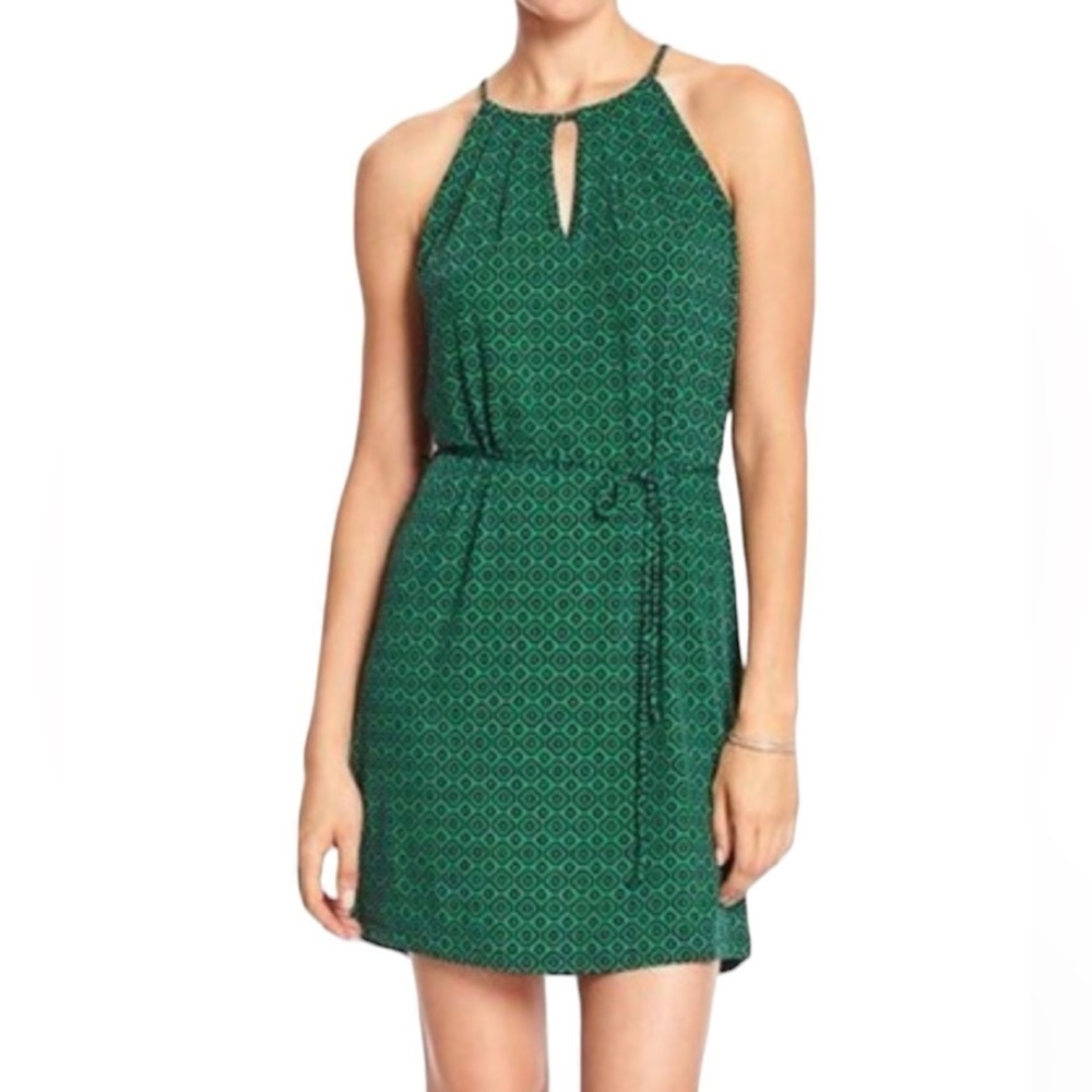 Banana Republic‎ Green Blue Halter Dress Petite Small